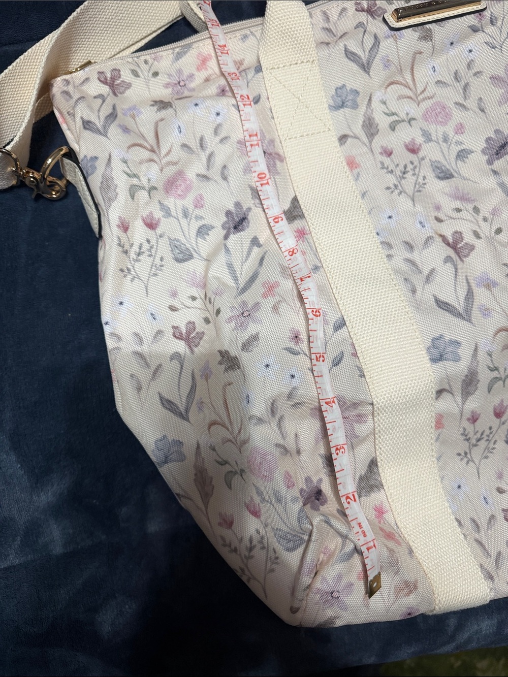 Poppy & Peonies Floral Canvas Tote - Cream with Pastel Flowers - Picture 9 of 10